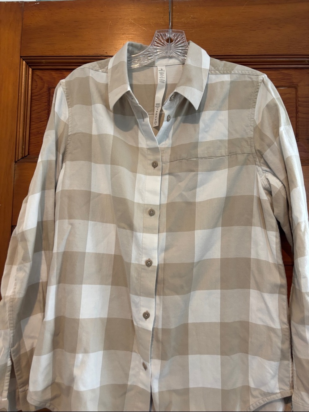 lululemon athletica Beige & White Buffalo Check Button-Up Shirt